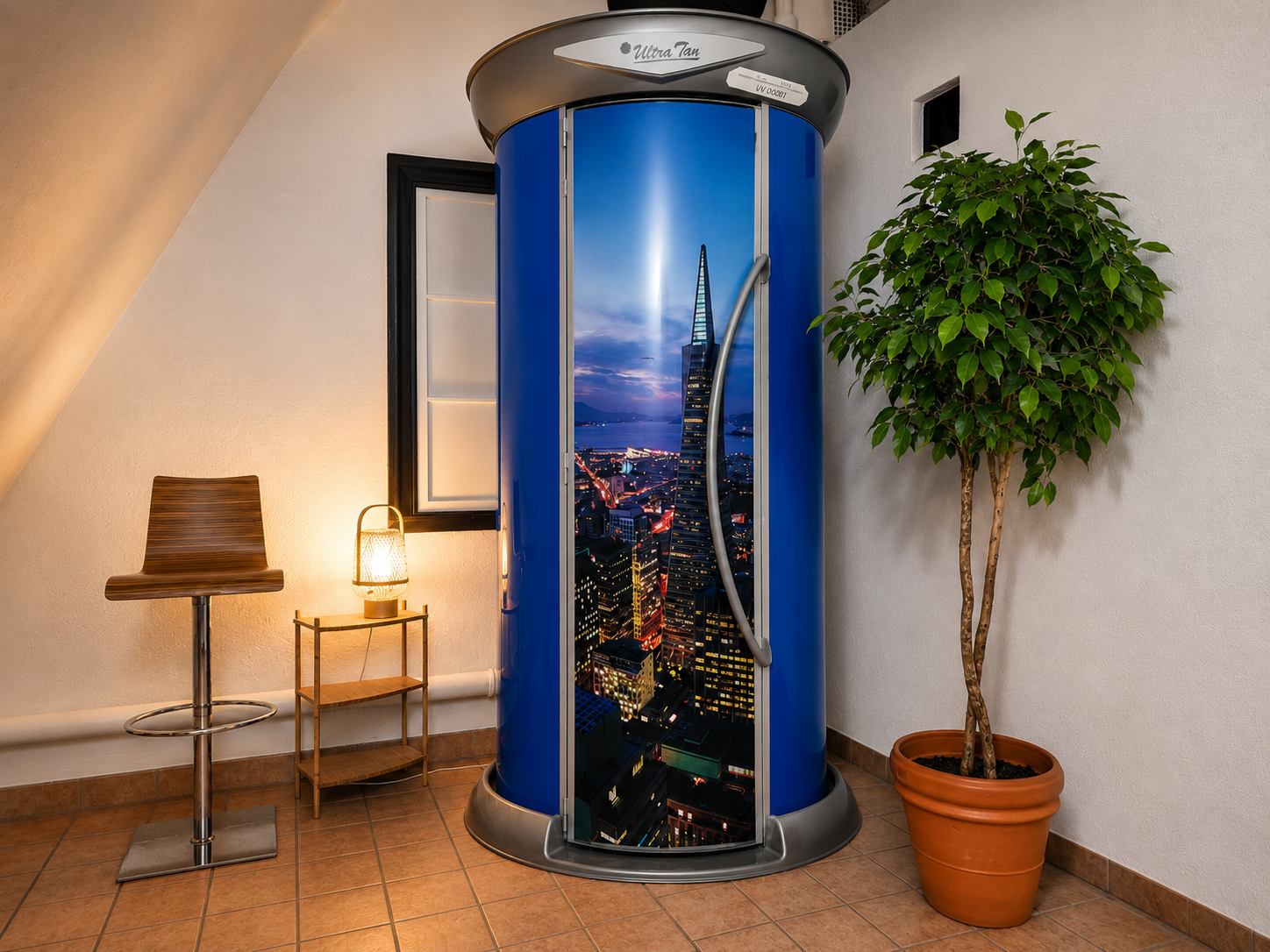 Rummet Jamaica med ett stående solarium på Solportalen i Uppsala